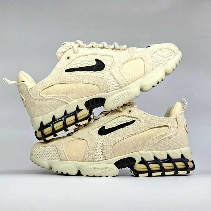 Кросівки Кроссовки Nike x Stussy Zoom Spiridon Cage 2 Beige Black Бежевый Черный Бежевий Чорний Кросовки Демісезон
