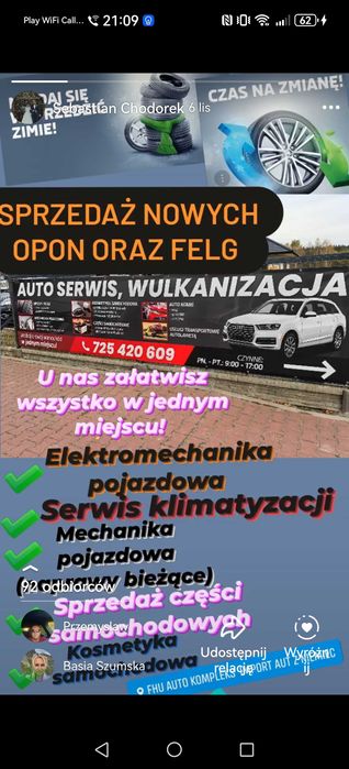 WULKANIZACJA ,KONSERWACJA PODWOZIA, Auto Serwis , Mechanika, Kosmetyka