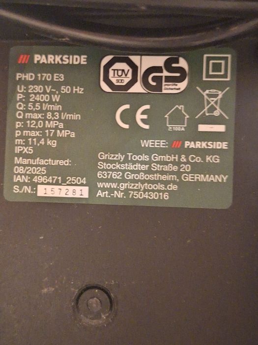 Myjka Parkside PHD 170  E3
