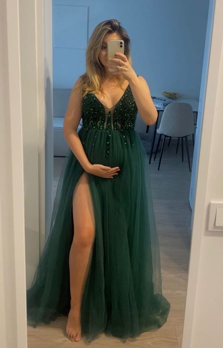 Sukienka z trenem ciążowa na sesja