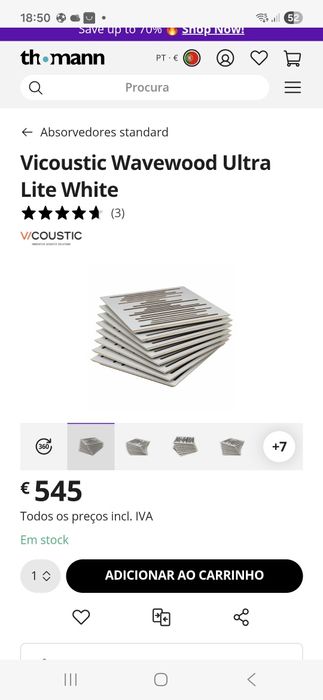 Paineis Acústicos Vicoustic Wavewood Ultra Lite White