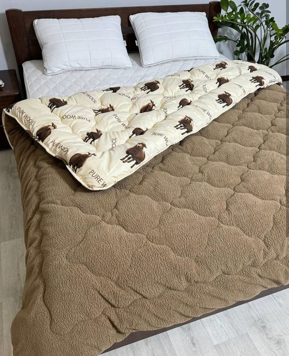 Топ!Зимова тепла ковдра на овчині Arda.Якісне одіяло з бавовни на зиму