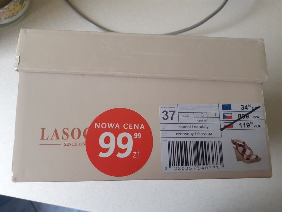 Sandały na koturnie roz. 37 jak NOWE Lasocki