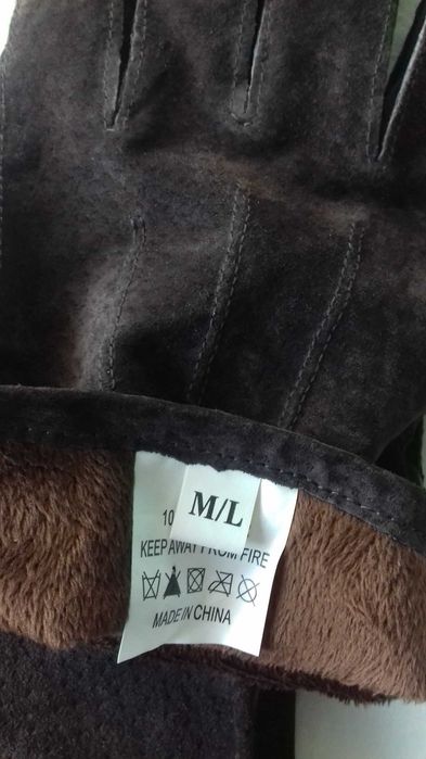 Rękawiczki męskie zamszowe brązowe M/L