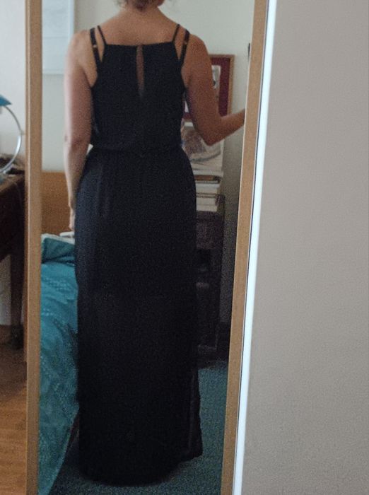 Elegante vestido comprido da H&M Divided de cor preta (38)
