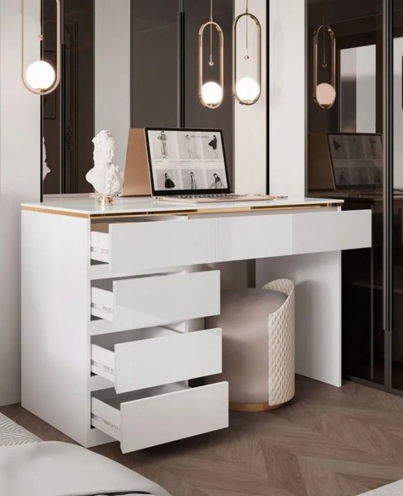 Biurko z szufladami Białe - połysk