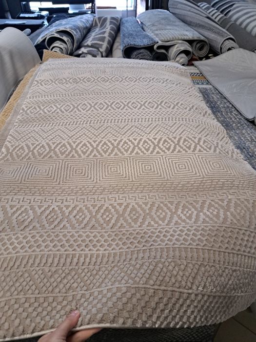 Dywan dywanik 80x150 chodnik chodniczek Aztecki wzór beżowy