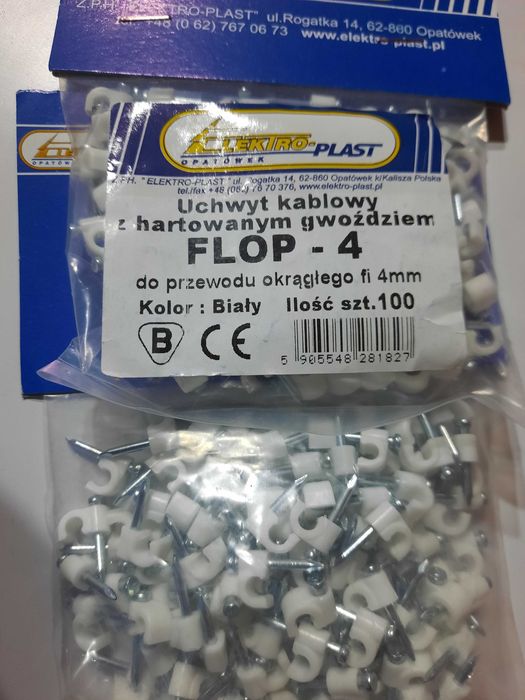 3x 100szt trzymak, uchwyt kablowy z hartowanym gwoździem FLOP - 4