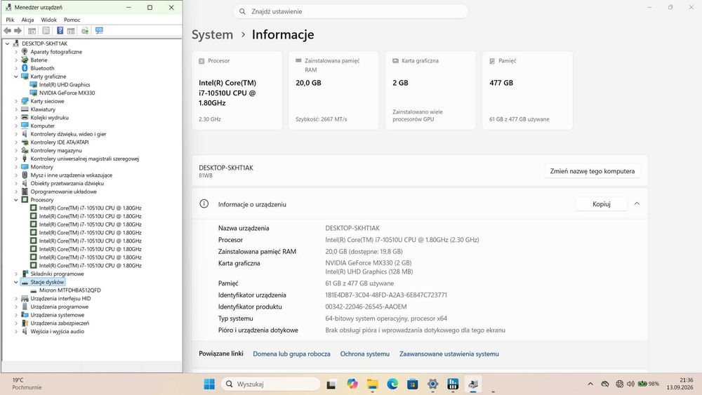 -> Lenovo i7 10gen 20GB RAM 512GB SSD nVidia 15,6" IPS Bateria 86% Win11 | Ideapad 3
