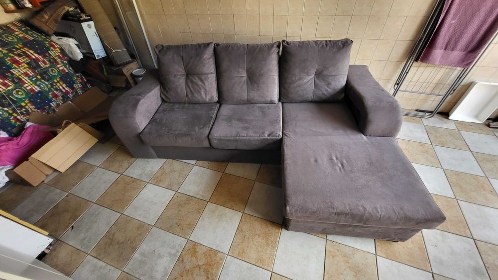 Sofá Chaise Long Cinza
