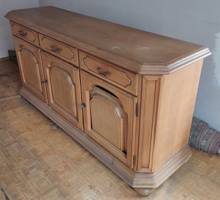 Komoda - naturalne drewno - z szufladami i szafkami - OKAZJA