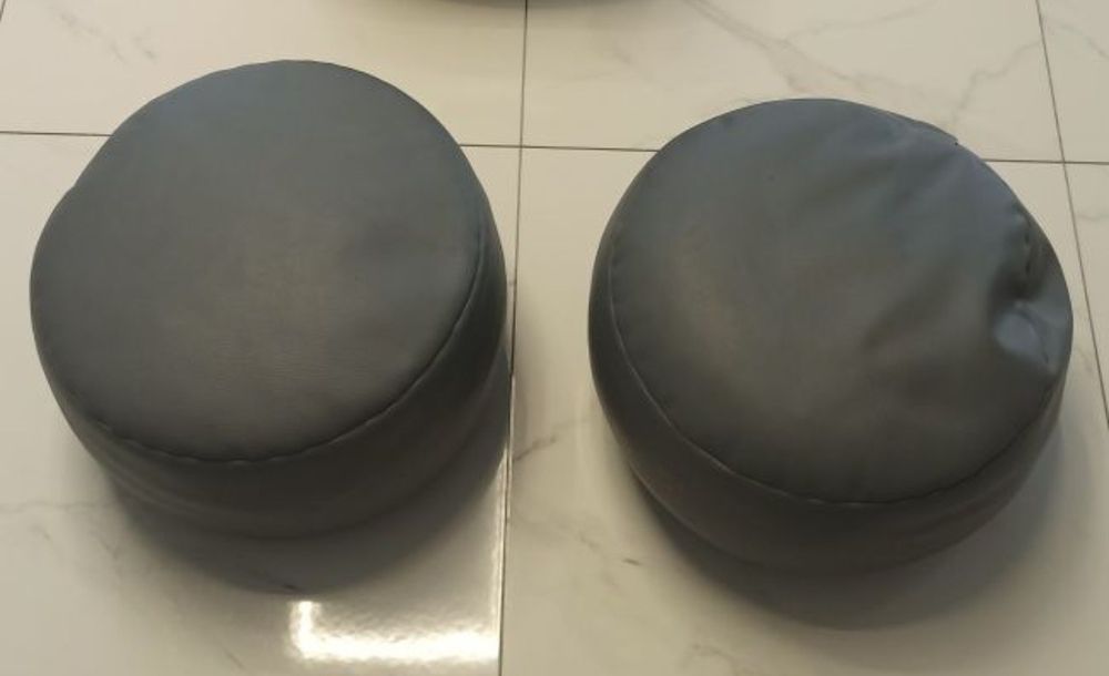 Puf pufa okrągła 1+1 gratis 2 sztuki dziecięca szara 40x25 cm jak NOWA