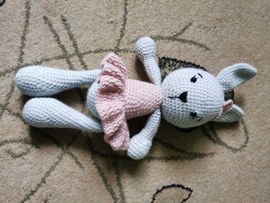 32cm króliczka, maskotka, przytulanka, handmade, na szydełku