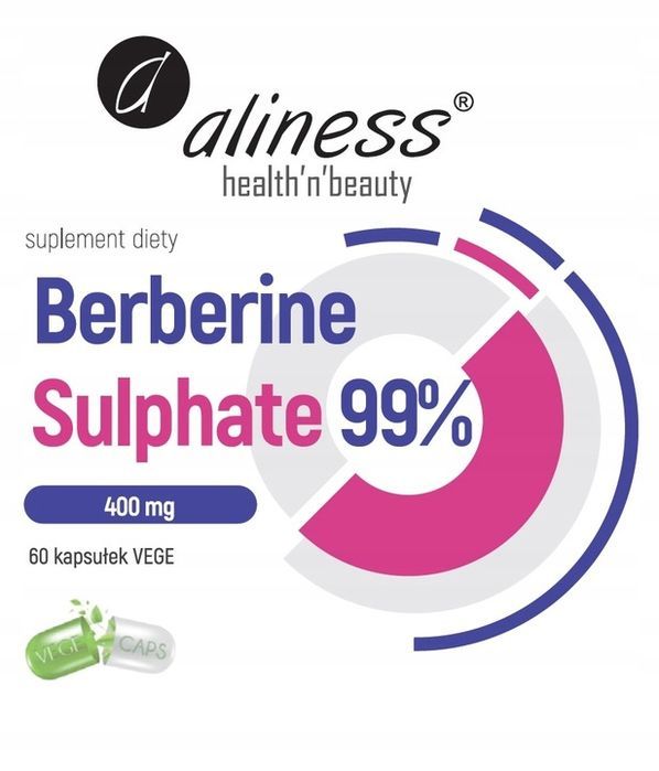 berberyna berberine sulphate 99% 400mg 60 kapsułek vege aliness