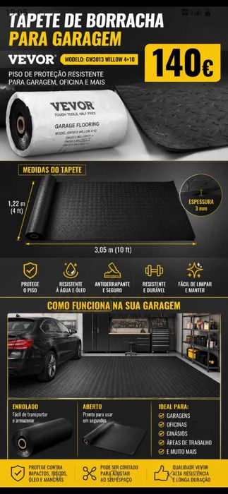Tapete Garagem 140€. Oportunidade