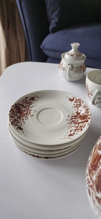 # PIĘKNY # zestaw kawowy delikatny PORCELANA serwis dzbanek