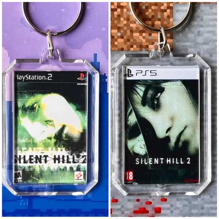 Komplet 2 breloków Silent Hill 2 - mini okładki gier (dwustronne)