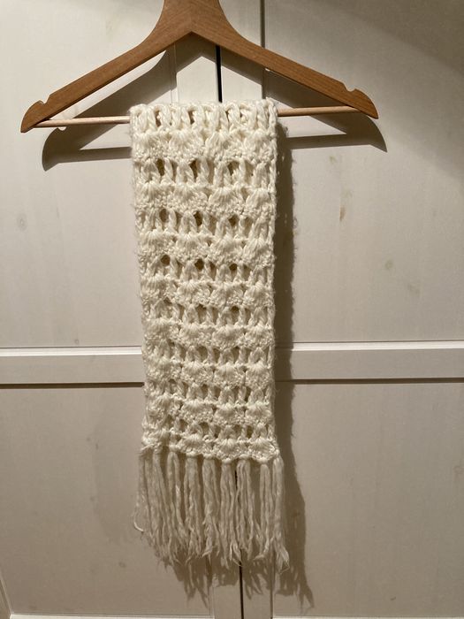 Szalik damski, ażurowy, biały/kremowy