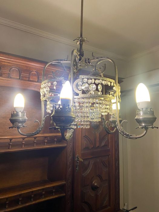 Lustre cristais com nove lampadas