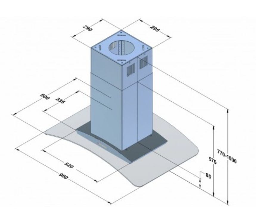 Okap wyspowy Akpo wk8 Isla Zephir 90 srebrny