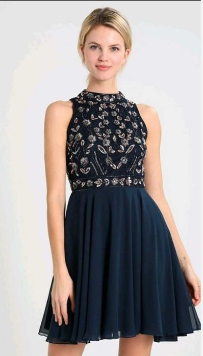 Sukienka granatowa koktajlowa na wesele Lace & Beads M