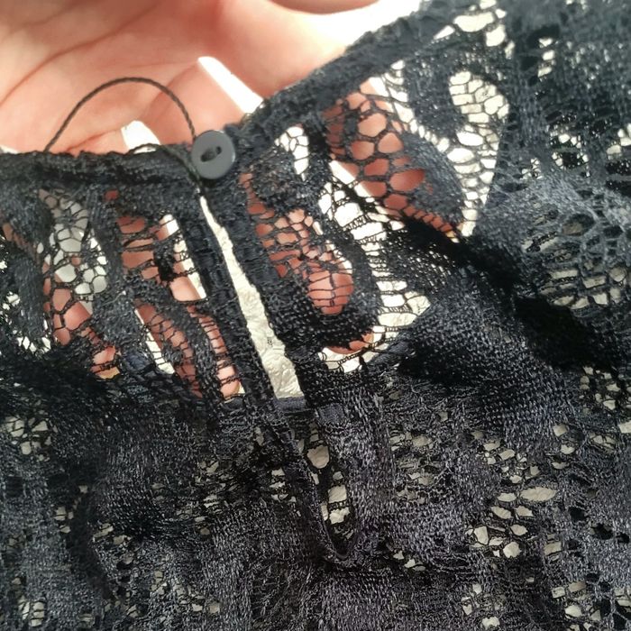 Nowa cudowna granatowa trapezowa sukienka koronkowa długi rękaw r.38 M