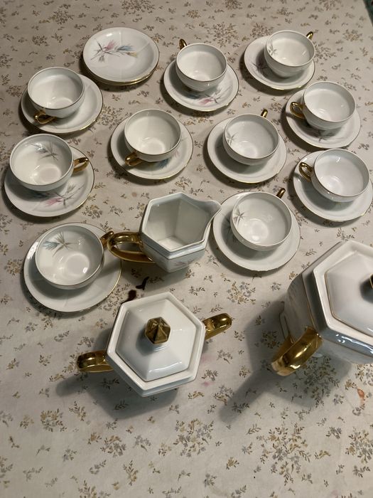 Serviço de chá com dourado circa 1970 S.P. Coimbra