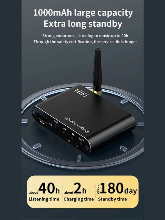 Аудіо Приймач-Передавач BT-RX-TX-USB-1000мАг