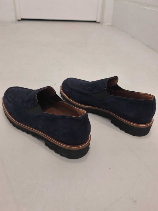 Loafers Via Mercanti em Camurça Azul (Tam. 41) — Como Novos