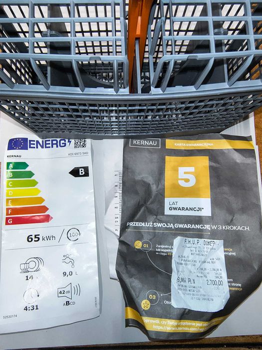 Zmywarka do zabudowy KERNAU KDI 6973 SAD | 14 kpl | 42 dB | czysta BDB