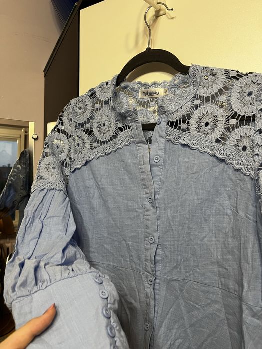 letnia sukienka zwiewna koronkowa L na guziki koszula