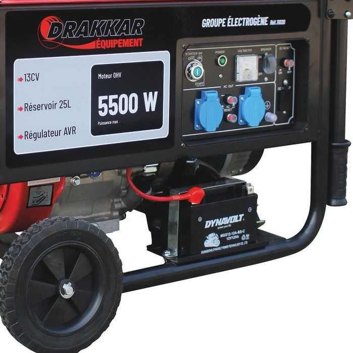 Gerador a gasolina monofásico AVR, 5500W, 13HP, arranque eléctrico