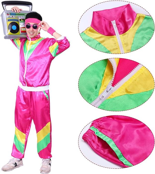 Dres Lata 80 90 Blyszczący Plus Dodatki Rozmiar Xl