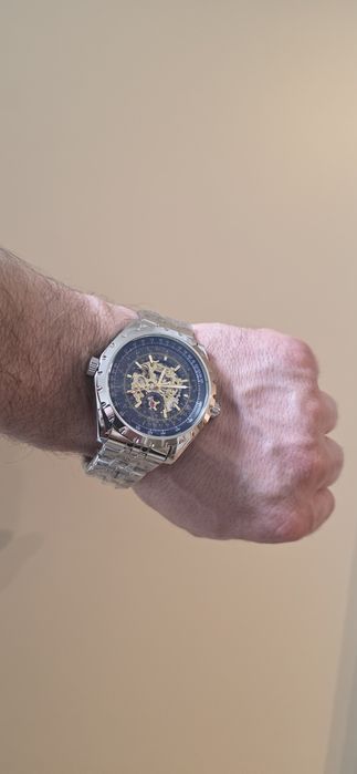 Чоловічий годинник механічний JARAGAR silver