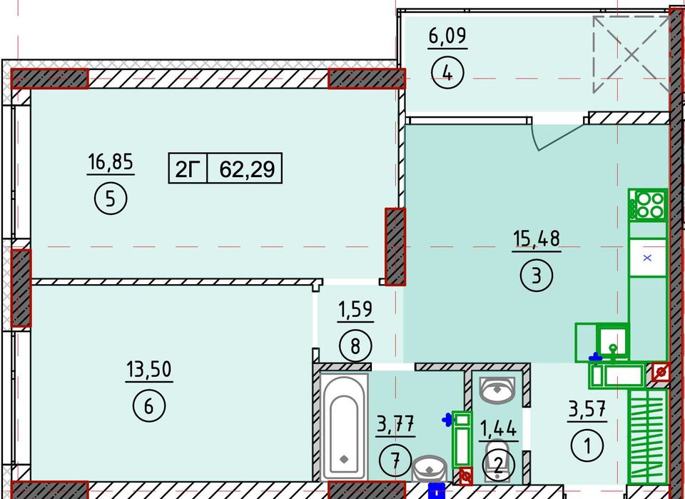 2к за ціною 69700 дол. Розстрочка 12 місяців