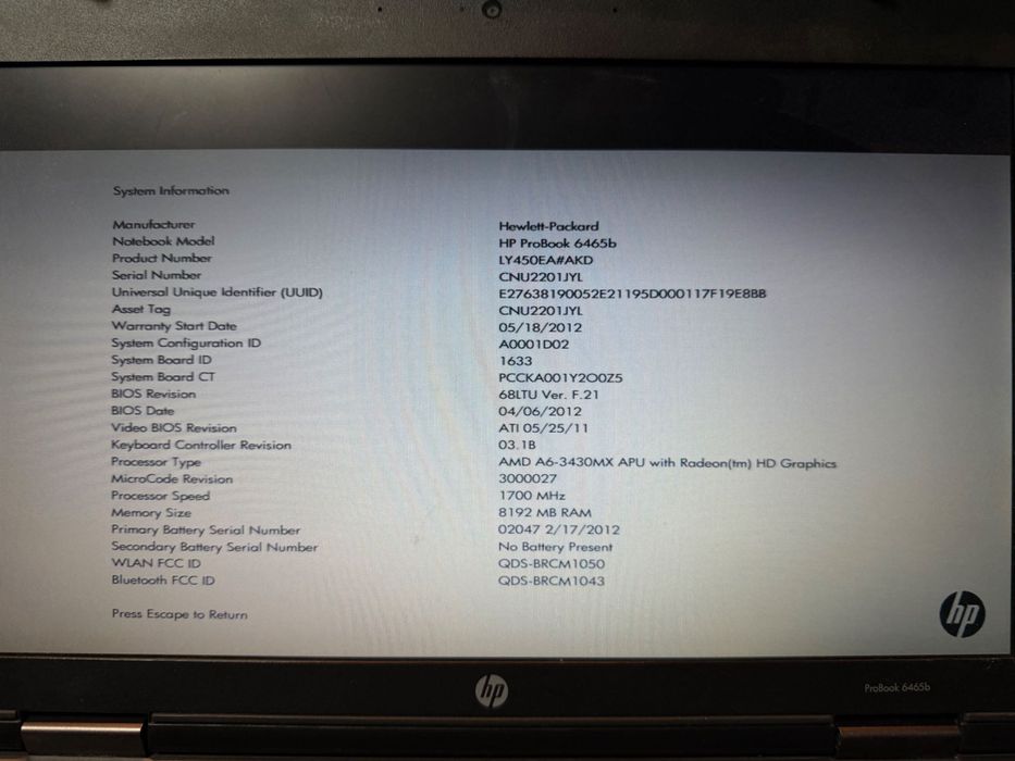 HP ProBook  6564b