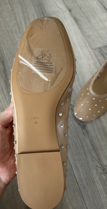 Балетки MANGO в крупных стразах из сеточки
