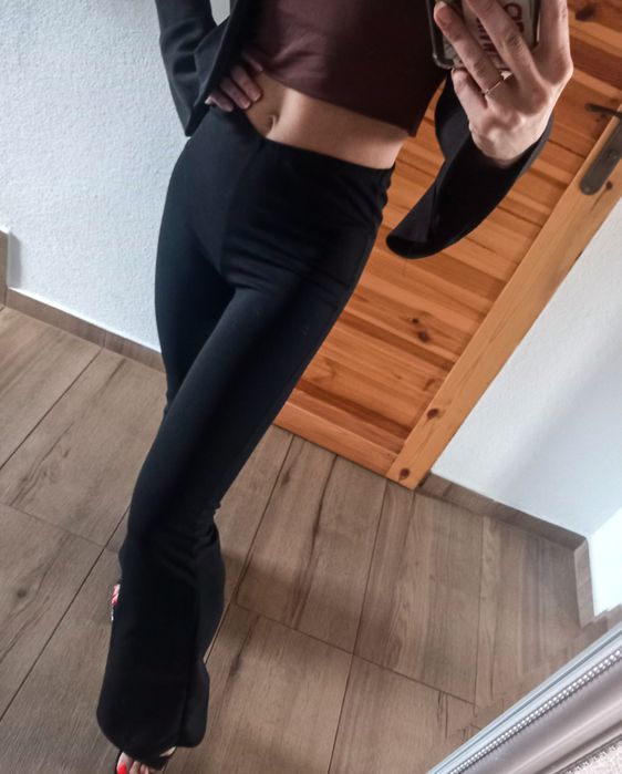 Spodnie dzwony śliczne gładkie XS