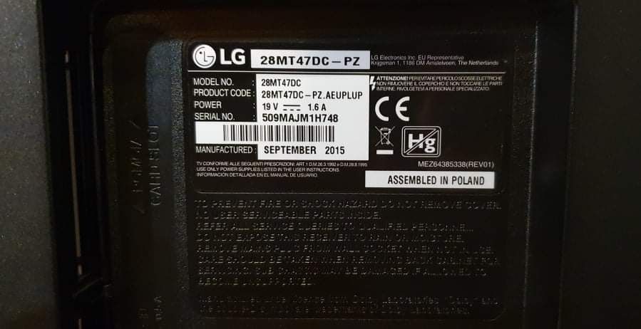 Vendo TV LG 28", para peças! 10€