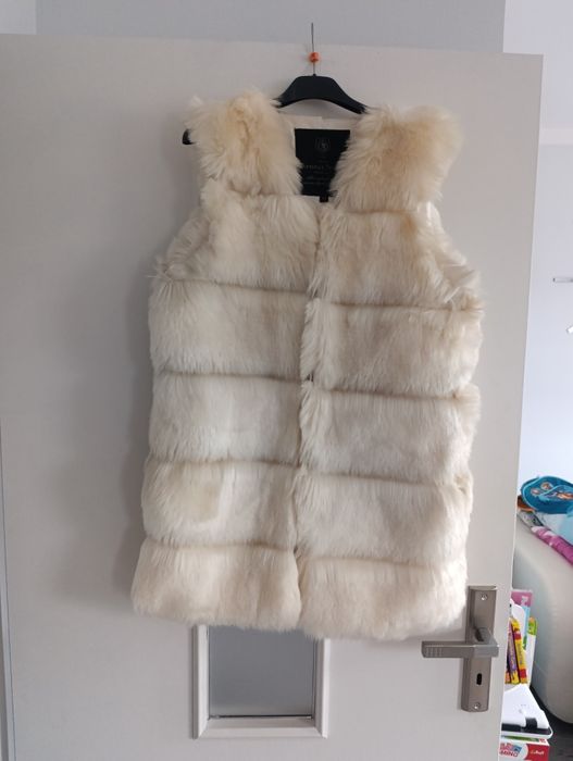 Kremowa kamizelka futerko 34 36