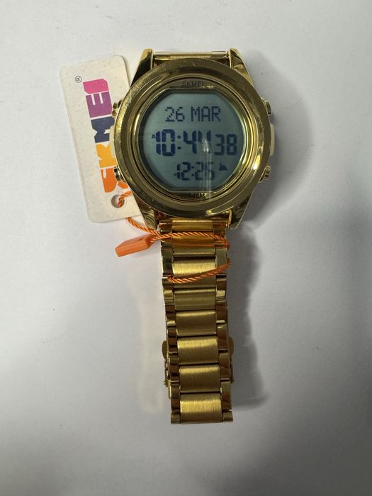 NOWY SKMEI 1667 męski cyfrowy zegarek złoty zegarki elektroniczne