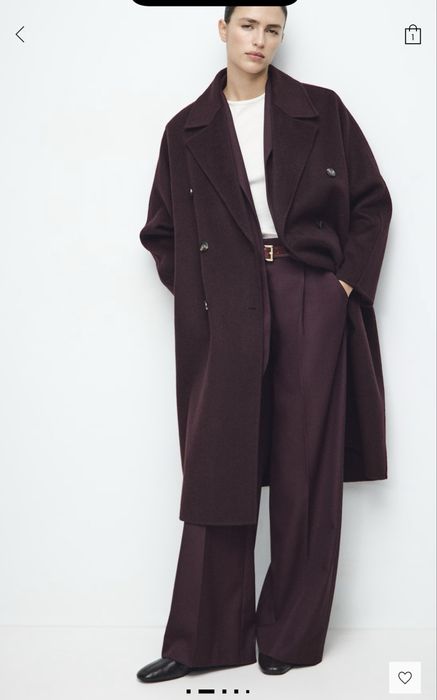 Пальто легке демісезонне  бордове Mango, M-L