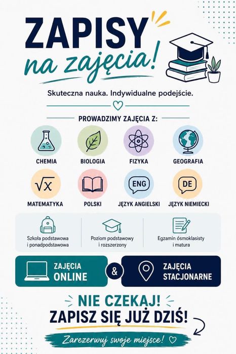 Korepetycje matematyka/chemia/biologia/fizyka