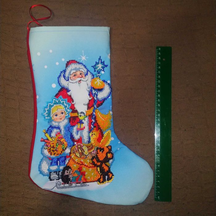 Новогодний сапожок (вышитый бисером)