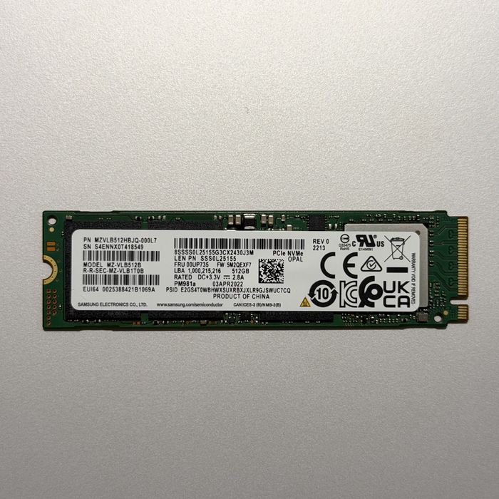 Накопичувач SSD Samsung 512GB NVMe, 97% життя