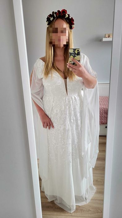 NOWA suknia ślubna styl boho - Plus Size r.44-46