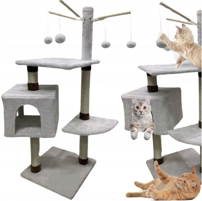 Когтеточка для кота сіра 112 см•Дряпка•Будиночок для кішки•Іграшка