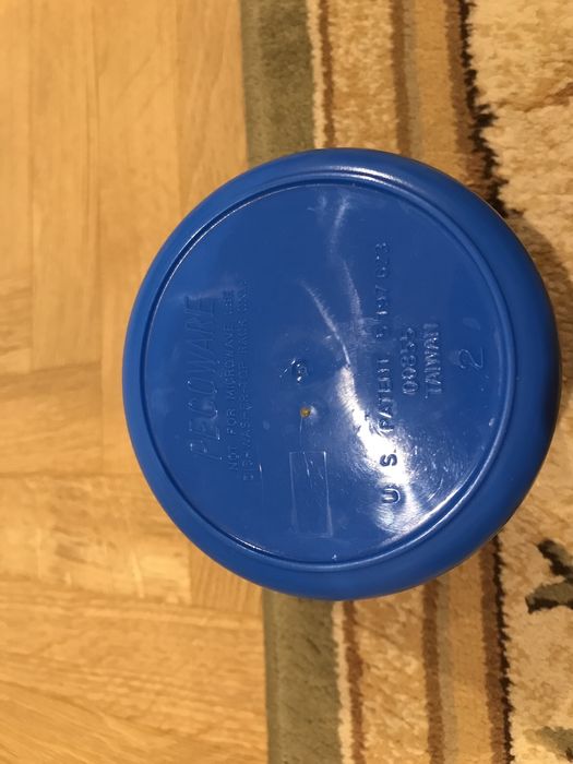 Pojemnik Pecoware niebieski na przekąski ze składaną łyżką i widelcem