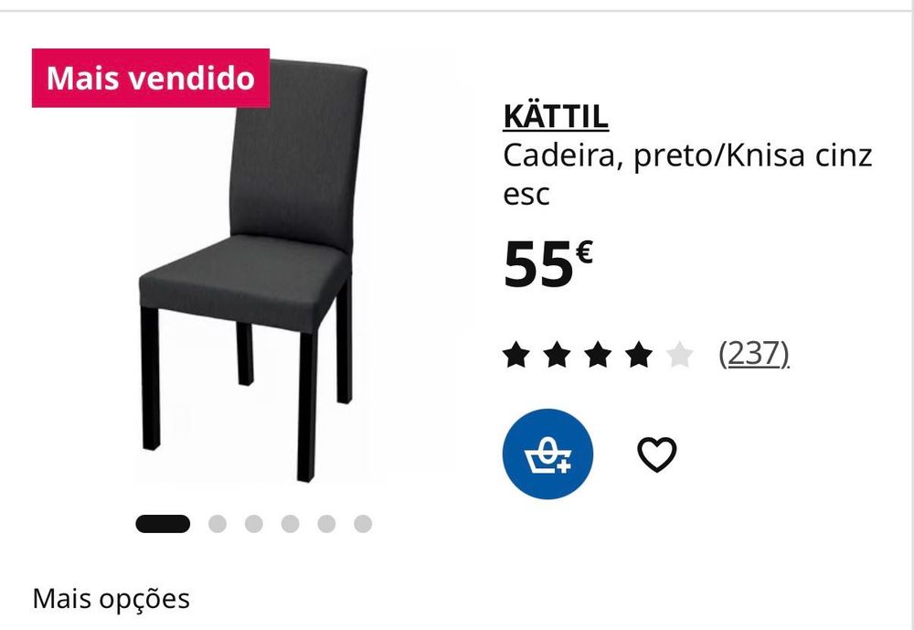 6 Cadeiras IKEA KÄTTIL – Bom estado – 20€ cada