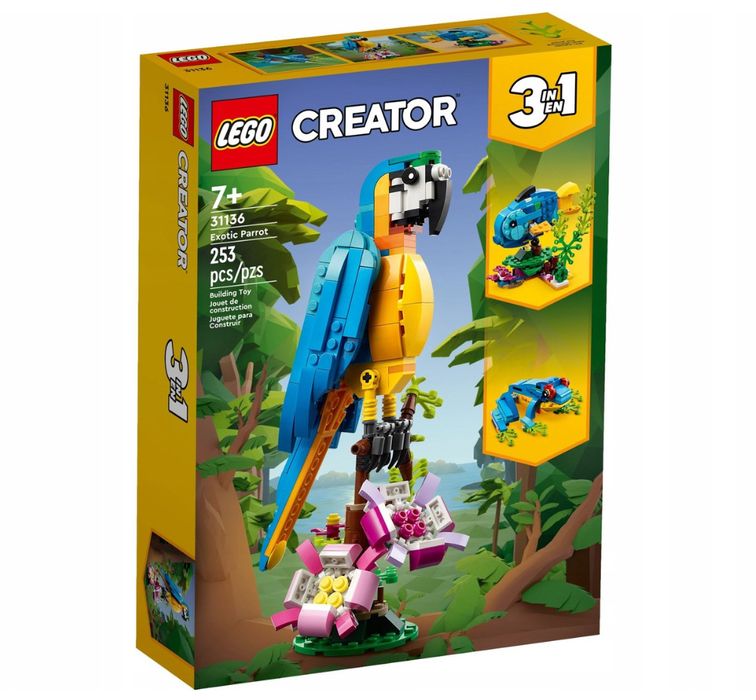 Nowe Klocki LEGO Creator 31136 Egzotyczna papuga 3w1 - Sklep
